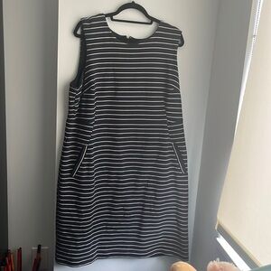 Lands End Navy and White Stripe Sleeveless Dress -20W